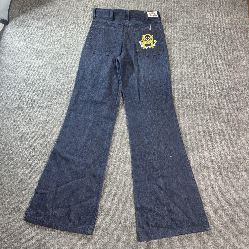 Vintage Wrangler‎ Jeans Teens 26x30 Blue Dark Wash Flare Denim USA 70s Student
